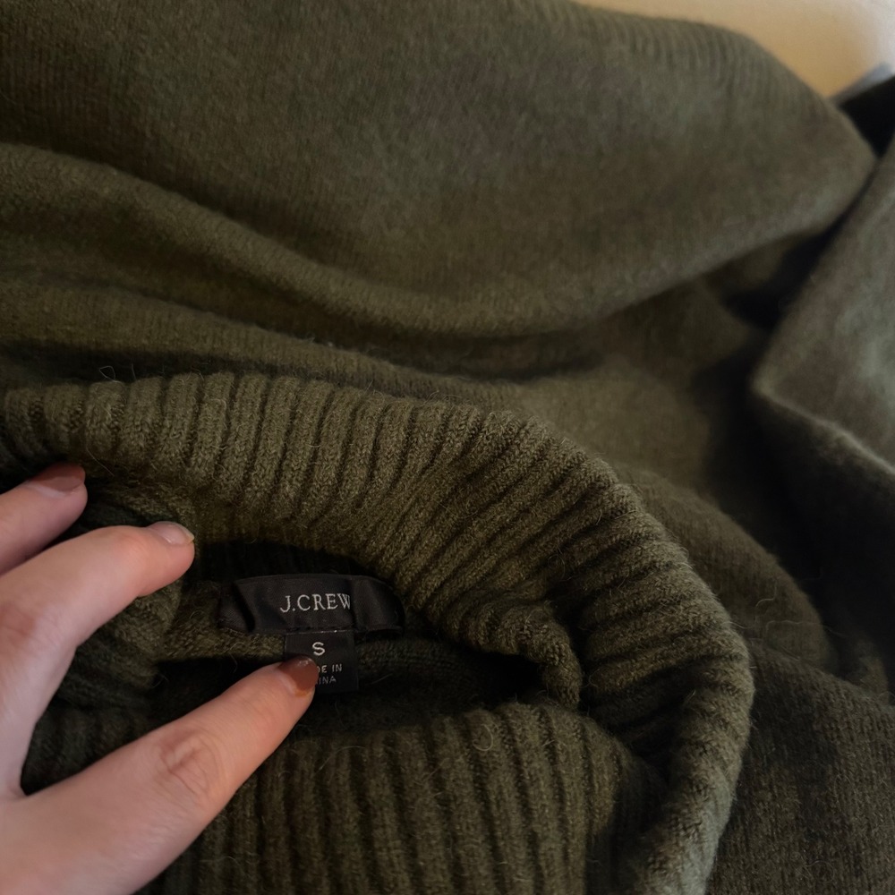 J.Crew Women's Dark Green Turtleneck Sweater Size S Wool Alpaca Blend Layers - Picture 4 of 5